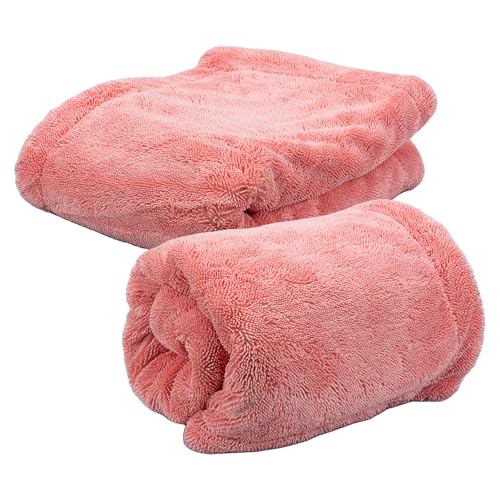 Maxshine 20" x 24" Universal Pink Car Drying Towel – 1200 GSM Rinse-Free Double-Sided Microfiber Towel – Plush, Super Absorbent for Car Wash & Detailing - size: 20" x 24" Pink