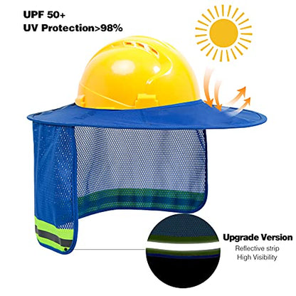 TCCFCCT Hard Hat Sun Shade, 3 Packs, Blue - color: Sun Shade 1+bandana 1+sleeves 1pair Blue