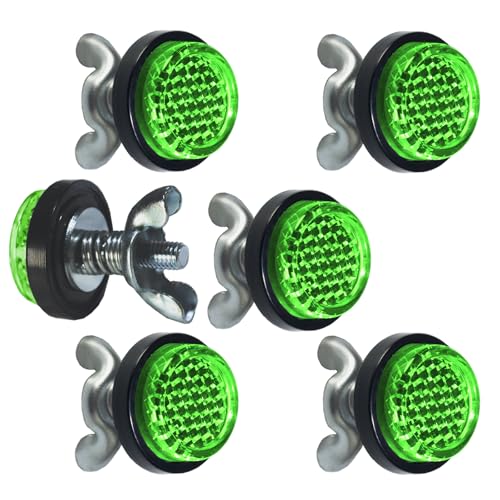 Green Reflector Motorcycle License Plate Bolts and Nuts - color: Green