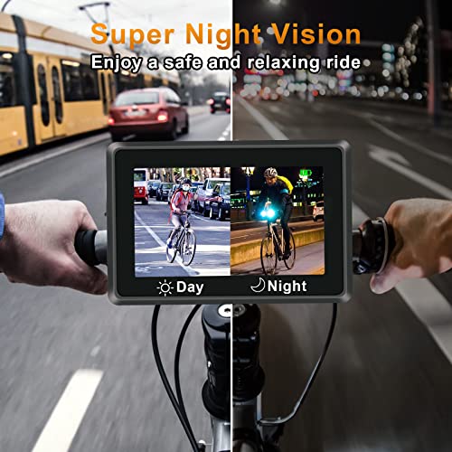 Bike Camera Rear View AHD with Night Vision & 110° Wide Angle | Universal Bicycle Camera for E-Bikes, MTB, Road Bikes, Wired Plug and Play, Fits Handlebar Diameter 18-42 mm