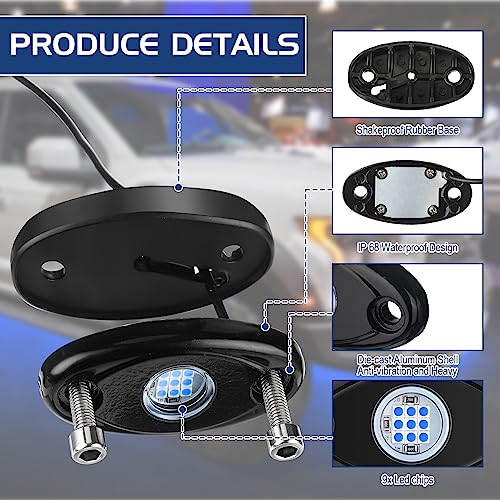 Macarrie 12 Pods Rock LED Lights Waterproof Neon Underglow Trail Rig Lamp Lighting for Car SUV Pickup Truck Motorcycle Boat ATV Utv RZR Rv Offroad Trailer Fender Under Body Golf(Blue) - color: Blue