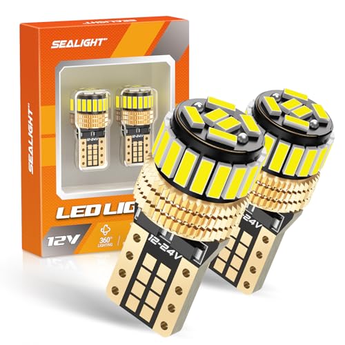 SEALIGHT 194 LED Bulb 6000K White 168 T10 2825 W5W 600% Brightness Wedge Interior Car Bulbs Replacement for License Plate Lights Dome Map Door Courtesy Trunk Parking, 2 PCS - color: White, size: 194/168 - Pack of 2