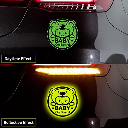 High Intensity Reflective Baby on Board Car Sticker Waterproof Cute Footprint Baby in Car Decal Safety Warning Sign Kids on Board Decal for Car Bumper Window (Mint Green) - color: Mint Green