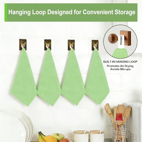 Microfiber Cleaning Cloth, 12 Pack Green Cleaning Rags,12" X 11" Lint Free Dish Towels Wash Cloths, Reusable Microfiber Towels for Home and Kitchen Bathroom Apartment Cleaning Supplies - color: Sage Green, size: 12 Pack