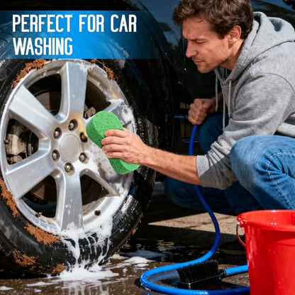 3PCS Car Wash Sponge, Heavy Duty Car Sponges for Washing, Car Accessories Large Sponges for Cleaning, Automotive Cleaning Supplies, Eco Friendly Sponge (7.68 x 3.74 x 1.38 Inch), Green - color: Green
