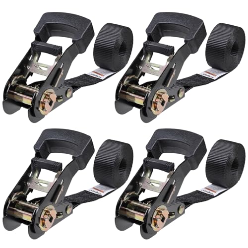 Ayaport Endless Ratchet Straps (No Hooks) 1" x 4' Heavy Duty Small Ratchet Tie Down Straps 1860lbs Break Strength Black Tie Downs for Cargo, Truck Bed, Motorcycle, 4Pcs - size: 4' x 1"-4pcs