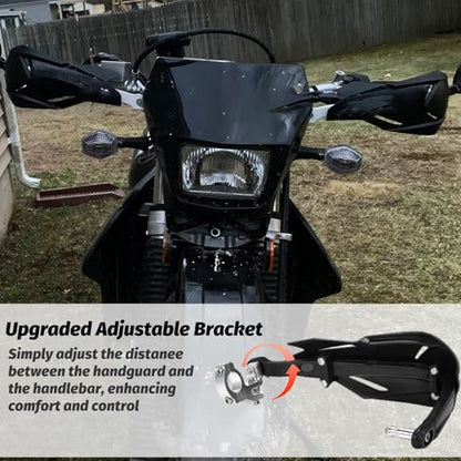 XIGNWU Universal Dirt Bike Handguards,with 7/8 22mm and 1 1/8 28mm Mounting Kits, Windproof Hand Guards Handlebars Protection for Light Bee Sur Ron X Sur Ron S Most Motocross ATV Pit Bike Quad - color: black