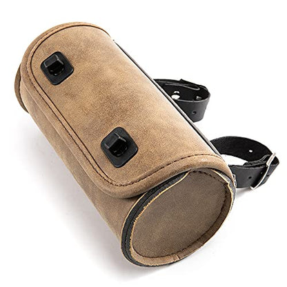 Mini Motorcycle Handlebar Bag Saddlebag Roll Tool Bag for Cafe Racer Bobber Chopper Storage pouch (Brown) - color: Brown