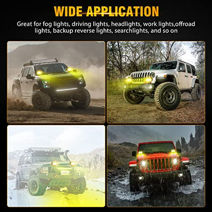 Auxbeam LED Amber Fog Light, 4Inch 60W Led Driving Offroad Lights Pod Super Bright with Wiring Harness Kit Yellow Flood Beam Pod Light for Truck SUV ATV UTV Jeep Wrangler Motorcycle - color: Amber Flood Beam (ZD000711)