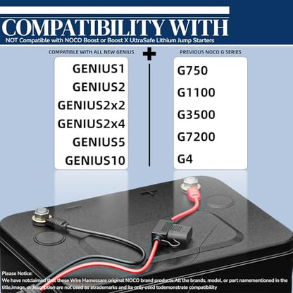 (2-Pack) GC002 X-Connect Compatible with NOCO Battery Charger Accessories, M6 (1/4in) XL Eyelet Terminal, Smart Batteries Trickle Charger Cable - size: 2PK-GC002(M6)