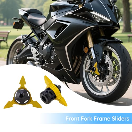 Windance 4pcs Front Wheel Frame Sliders Aluminum Alloy Dart Shape Front Fork Crash Protection Cup for Motorcycles Motocross Moped Scooters Dirt Pit Bikes (Gold) - color: Gold