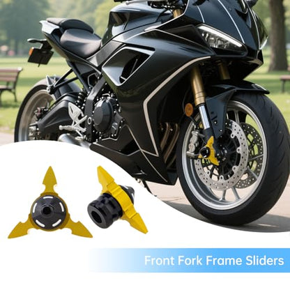 Windance 4pcs Front Wheel Frame Sliders Aluminum Alloy Dart Shape Front Fork Crash Protection Cup for Motorcycles Motocross Moped Scooters Dirt Pit Bikes (Gold) - color: Gold