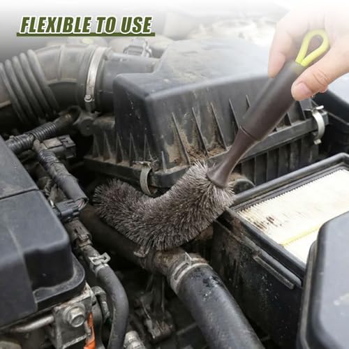 Car Engine Cleaning Brush, Soft Bristle Long Handle Car Parts Cleaning Brushes, Flexible Bendable Automotive Engine Bay Detailing Brush for SUV, ATV, Motorcycle(1PC) - size: 1PC