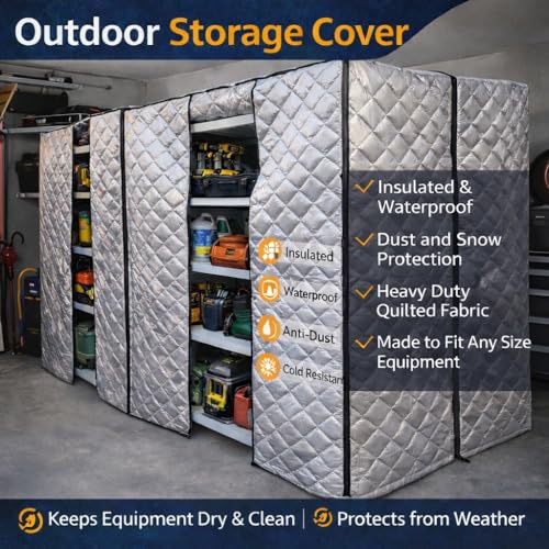 Custom Insulated Equipment Cover, Waterproof & Cold Resistant Protective Cover, Made to Measure Size, Silver Coated Oxford Fabric, Zipper Access for Outdoor & Indoor Use