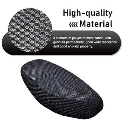 Motorcycle Seat Cover, Spacer Mesh Fabric Ebike Seat Cover, Soft Anti-Slip Cushion Cover, Universal for Dirt Bike,Motorcycle, Scooter (M, Black) - size: M