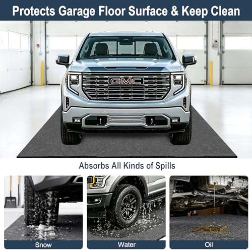 Garage Floor Mat 8'10"x22'Car Garage Mat for Floor Under Car SUV Truck,Oil Spill Resistant Garage Floor Parking Mat,Waterproof Garage Flooring Carpet w/Non-Slip Leak-Proof Back,Reusable Washable - size: 8'10" x 22'