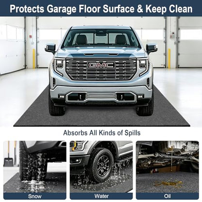 Garage Floor Mat 8'10"x22'Car Garage Mat for Floor Under Car SUV Truck,Oil Spill Resistant Garage Floor Parking Mat,Waterproof Garage Flooring Carpet w/Non-Slip Leak-Proof Back,Reusable Washable - size: 8'10" x 22'