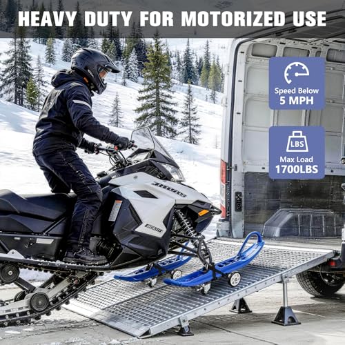 KEDSUM 1700LBS Heavy Duty Snowmobile Dolly with 5" Casters, Versatile Terrain Snowmobile Ski Dolly Set for Motorized Use, Speed Below 5MPH, Straps with Buckle Firmly Attaching on Skis - size: Large Wheels