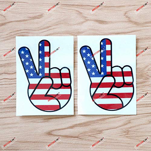 (2) 4'' Reflective Peace Hand Gesture Sign American Flag Decal Sticker Car Vinyl sda1
