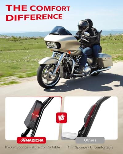 Amazicha Backrest Sissy Bar, Integrated Passenger Sissy Bar, Quick Release Detachable Backrest Fit for Harley Davidson Touring Road King Road Glide Street Glide Electra Glide 2009-2024, Black (26inch) - size: 26inch