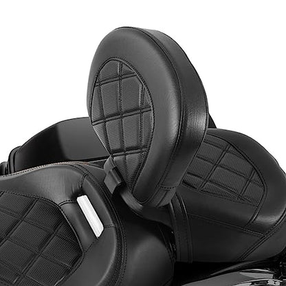 TCT-MOTORPARTS Driver Rider Backrest Pad Fits for Harley Touring 2009-2023 Road King Street Road Electra Glide Ultra Black Stitching - color: Driver Backrest Black