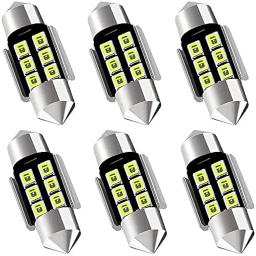 AUXLIGHT DE3175 DE3021 DE3022 3175 31MM 1.22”Festoon Canbus Error Free LED Interior Light Bulbs Ice Blue, Super Bright 6SMD Chips for Dome Map Door Courtesy License Plate Lights (Pack of 6) - color: Ice Blue, size: 31MM