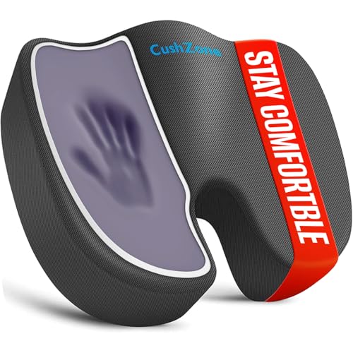 CushZone Seat Cushion, Office Chair Cushions, Car Seat Cushion, Non-Slip Sciatica & Back Coccyx Tailbone Pain Relief Chair Pad, Memory Foam Pillow for Computer Desk, Wheelchair, Driving(Grey) - color: Gray, size: X-Large