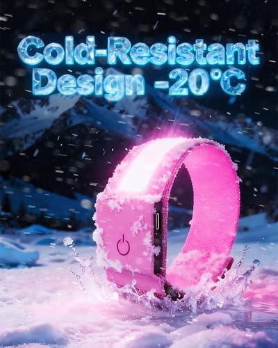 Topward LED Armband 2 Pack, Light up Reflective Arm Bands Glow Bracelets, Running Lights for Runners Dog Walking - 5 Colors 11 Light Modes - Adjustable Velcro - Rechargeable - color: Pink