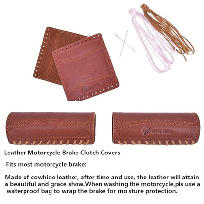 Leather Motorcycle Handlebar Grip Covers, No Fringe Brake Clutch Covers for HD Motorcycles - color: Brown: Handlebar Cover