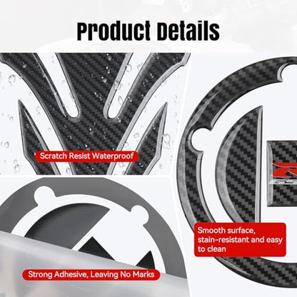 GSXR Motorcycle Tank Pad for Suzuki GSXR600 GSXR750 GSXR1000 Gas Tank Pad Protector Fuel Cap Decal Anti Slip Carbon Fiber Pattern Fuel Tank Sticker (18BK) - size: 18BK