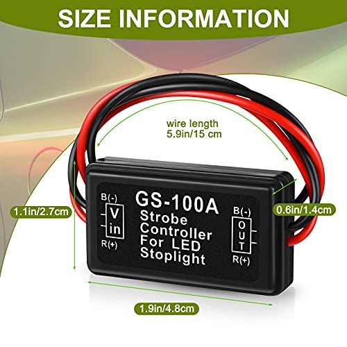 Frienda 4 Pieces Brake Light Flasher Strobe Tail Light LED Module Flash Strobe Controller for Motorcycles Cars Trucks 12-30 V