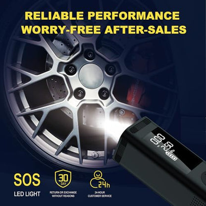 Tire Inflator Portable Air Compressor, 150PSI Faster Cordless Air Pump with Auto Shut-Off Function for Car, Motorcycle, Bicycle Balls with Digital Pressure Gauge 6000mAh Battery LED Light