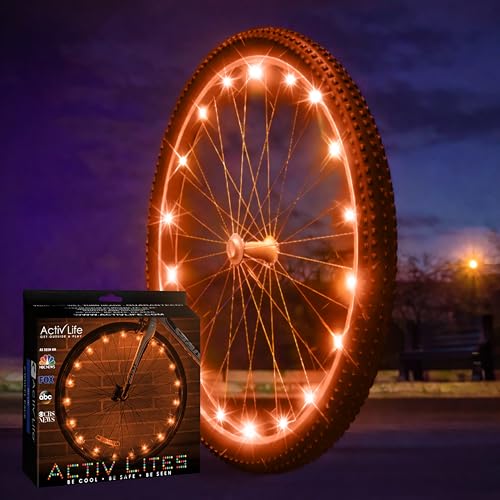 Activ Life LED Bike Wheel Lights with Batteries Included! Get 100% Brighter and Visible from All Angles for Ultimate Safety & Style (1 Tire Pack) - color: Orange
