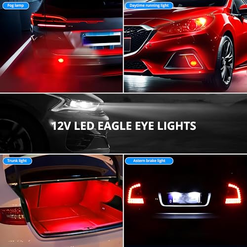 4Pcs 23mm DC 12V Black shell Eagle Eye Cob LED Car Fog DRL Daytime Running Light Backup Reverse Tail Rock Lights Headlights Signal Lamp Small bulb DIY use for car and motorcycle (Red) - color: Red