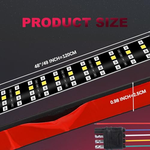 48 Inch Tailgate Light Bar Quad Row LED Tail Light Strip with Running Brake Reverse Turn Signal Lights - size: 48''-Quad row