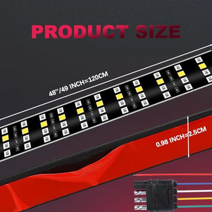 48 Inch Tailgate Light Bar Quad Row LED Tail Light Strip with Running Brake Reverse Turn Signal Lights - size: 48''-Quad row