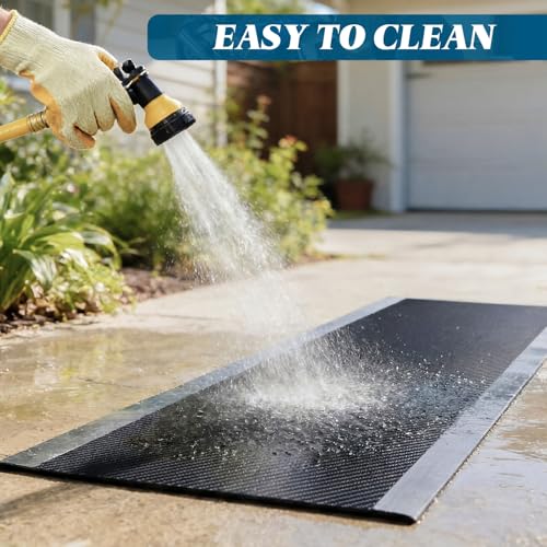 Drydiet Motorcycle Mat Garage Floor Rug Washable Parking Mats for Garage Floors Non Slip Oil Absorbent Pad Rubber Backing Layer Protects Floor(Metal Style,78 x 31 Inch) - size: 78 X 31 Inch, style: Metal Style