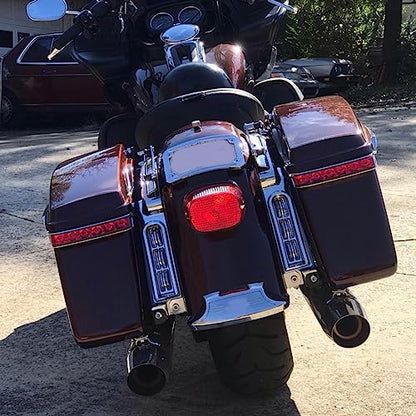 JMTBNO LED Motorcycle Saddlebag Brake Light Tail Light Running Lights Compatible with Harley Touring Electra Glide FLHTCU FLHTCUL FLHTK FLHTKL FLTRU FLHTKSE FLTRUSE(Chrome-Red) - color: Chrome-Red