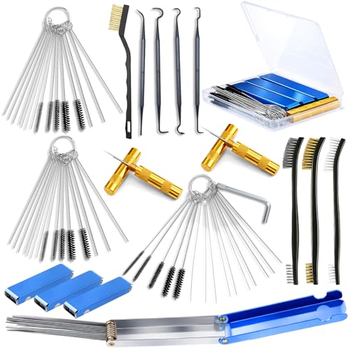 Carburetor Cleaner Kit, Torch Tip Cleaner Set with Brush Needles Nylon Brushes Hexagonal Wrench Scraper and Cleaning Hooks Aluminum Case for Motorcycle ATV(17,Storage Box) - style: Storage Box