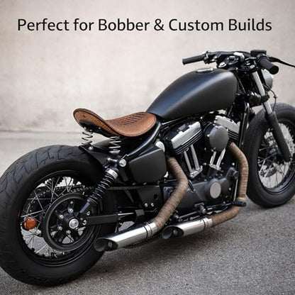 Crocodile Pattern Motorcycle Solo Seat with Springs, PU Leather Bobberx Custom Driver Seat Cushion for Harley Sportster XL883 XL1200 Bobber Chopper, Fits Honda Yamaha Kawasaki Suzuki (Brown) - style: Brown