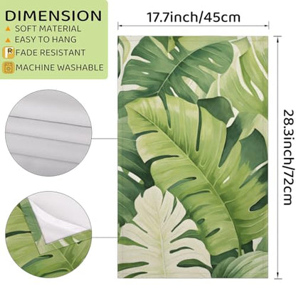 Palm Leaves Kitchen Towels Set of 2 Tropical Floral Dish Towels Bar Absorbent Cleaning Tea Towel for Home Dining Restaurants - color: White Green