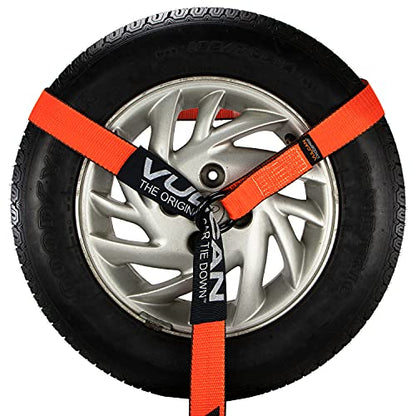 VULCAN Wheel Dolly Tire Harness with Universal O-Ring - 2 Inch x 96 Inch - 4 Pack - PROSeries - 3,300 Pound Safe Working Load - Straps Only - Ratchets Sold Separately - color: PROSeries Orange