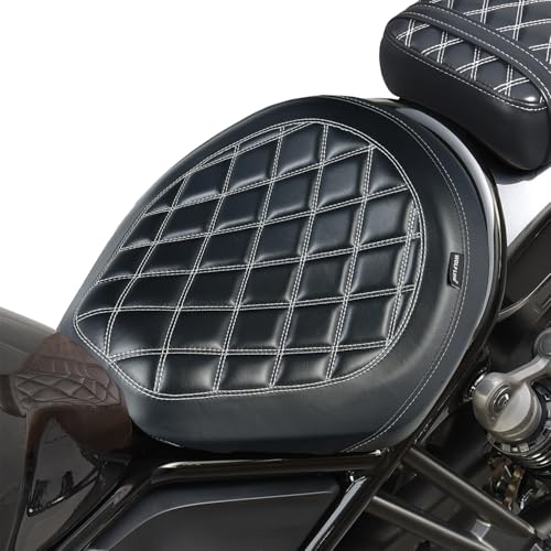 Motorcycle Rider Comfort Seat Fit for CMX1100 Rebel 1100 2021 2022 2023 2024 2025 2026, Leather Front Driver Saddle Solo Cushion Pad, Black w/Gray Stitching - color: Front - Black-B