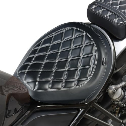 Motorcycle Rider Comfort Seat Fit for CMX1100 Rebel 1100 2021 2022 2023 2024 2025 2026, Leather Front Driver Saddle Solo Cushion Pad, Black w/Gray Stitching - color: Front - Black-B