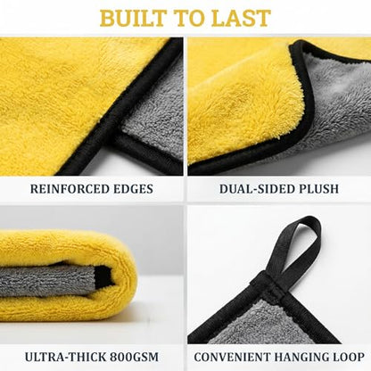 PARAROSE Microfiber Towels for Cars, 800GSM Car Drying Towel, Large Microfiber Cleaning Towels for Car Washing, Waxing, Buffing, Polishing, Scratch-Free Auto Detailing Towels, 6 Pack, 12 x 24 Inch - size: 6 Pack, 12 x 24 Inch