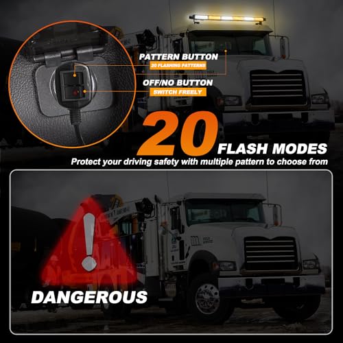 ASPL 26inch 126 LED Emergency Rooftop Strobe Lights Bar w/Controller Double Side Warning Hazard Snow Plow Flashing Light Traffic Advisor Safety Light for Work Trucks Vehicles Tow Pickup(Amber/White) - color: Amber/White