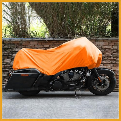 Motorcycle Cover Lightweight Half Cover Outdoor Waterproof Rain Dust Protector Orange XL Size for Most Full Dress Touring Cruiser Durable Material Replacement