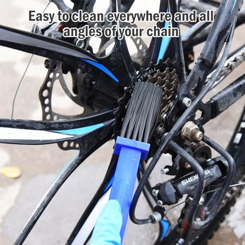 Bike or Motorcycle Chain Washer, Cleaning Brush 2 Pcs (Color, Blue and Red)