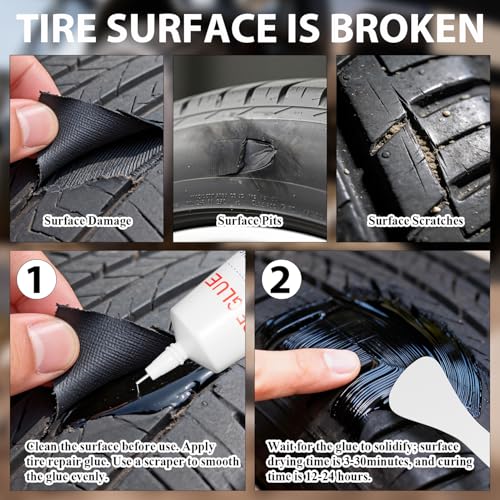 60ML*1 Tire Repair Glue Kit, 30 PCS Tire Repair Rubber Nails，for Vacuum Tires Puncture Repair on Cars, Motorcycles, Trucks, and Tractors, Tire Plug kit.