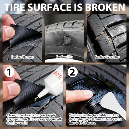 60ML*1 Tire Repair Glue Kit, 30 PCS Tire Repair Rubber Nails，for Vacuum Tires Puncture Repair on Cars, Motorcycles, Trucks, and Tractors, Tire Plug kit.
